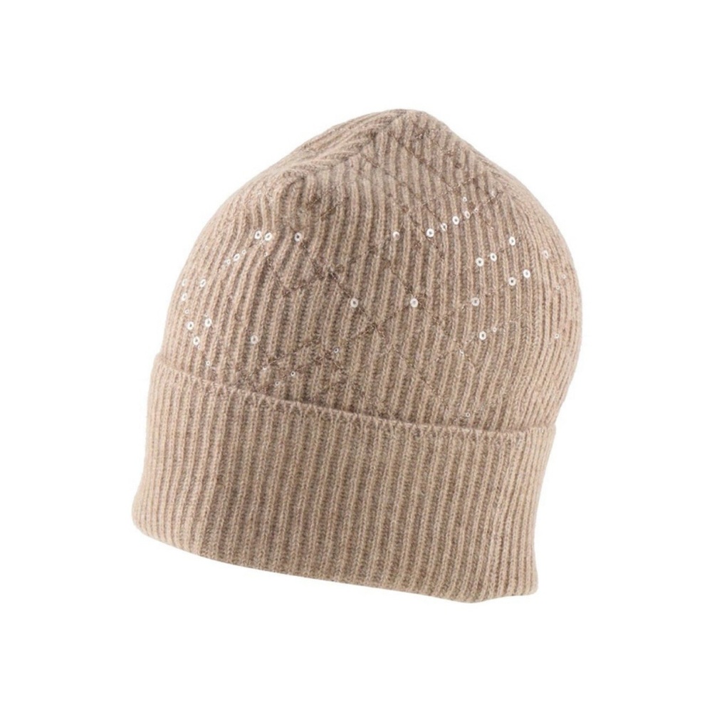 BRUNELLO CUCINELLI WOMEN'S 100% CASHMERE SEQUIN KNIT BEANIE HAT NWT